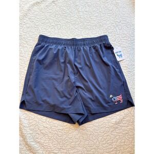 GOAT USA Navy/Gray Athletic Shorts American Flag Logo Men's Large